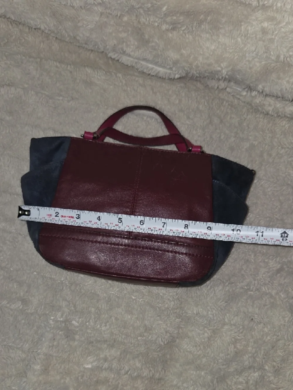 Coach Color Block Tote with Fuchsia Burgundy Quilted Front and Navy Accents - Picture 8 of 14